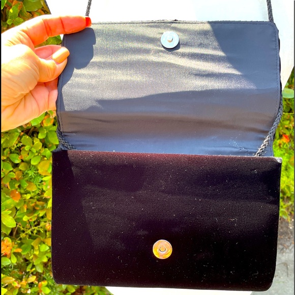 SASHA black evening bag with pretty bow and dazzle! - Picture 3 of 8